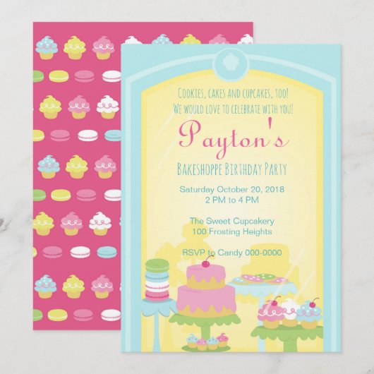 Bakeshoppe-uitnodiging Kaart (Voorkant / Achterkant)