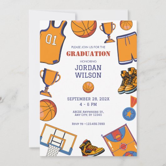 Baketball afstuderen Uitnodiging (Voorkant)