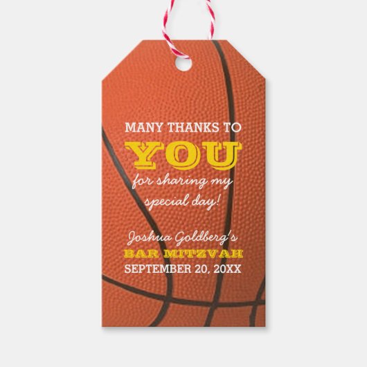 Baketball Dank u Favor Tag Cadeaulabel (Voorkant)