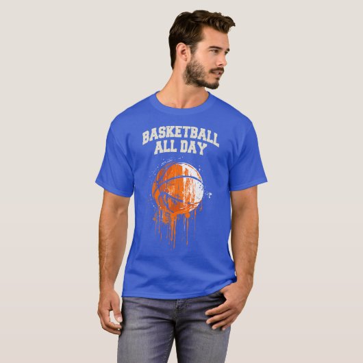 Baketball de hele dag t-shirt (Voorkant volledig)