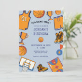 Baketball verjaardag uitnodiging (Staand voorkant)
