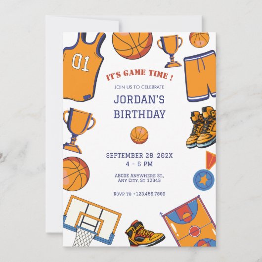 Baketball verjaardag uitnodiging (Voorkant)