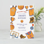 Baketball verjaardag uitnodiging (Staand voorkant)