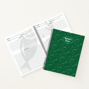 Bakeware, gebak, gereedschap, vleersuiker illustra notitieboek