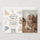 Bakfeestje Jongen Kinderen Koken Verjaardagsfoto Kaart (Voorkant)