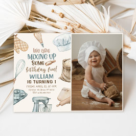 Bakfeestje Jongen Kinderen Koken Verjaardagsfoto Kaart