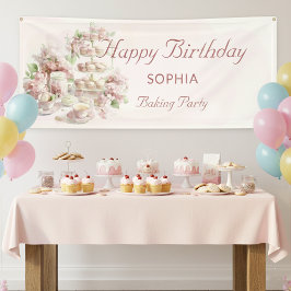 Bakfeestje Voor Meisjes Zachte Pastel Gelukkige Ve Spandoek