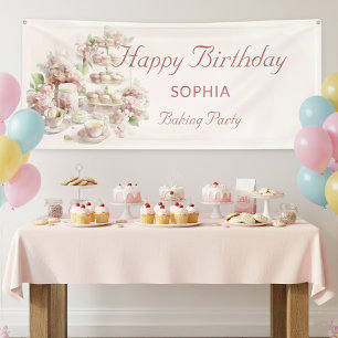 Bakfeestje Voor Meisjes Zachte Pastel Gelukkige Ve Spandoek