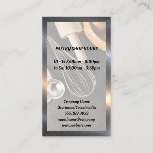 Bakgereedschap | Chef-Pet en -gereedschap Visitekaartje (Achterkant)