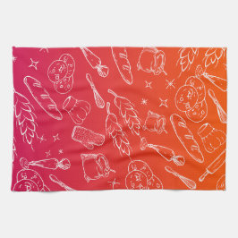 Bakgereedschap en eten sinaasappel keukenbakker theedoek