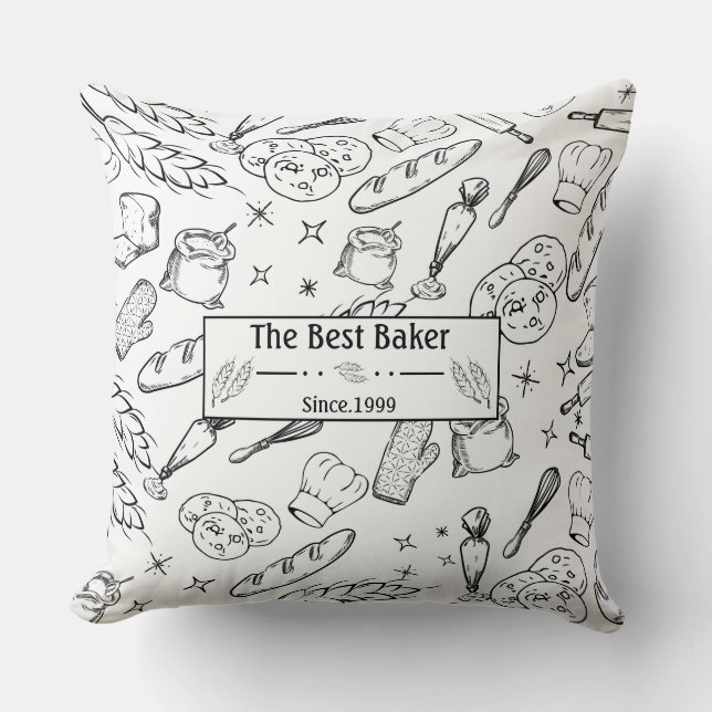 Bakgereedschap en voedsel Moderne bakker Kussen (Voorkant)