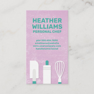 Bakgereedschap   Paarse textielachtergrond Visitekaartje