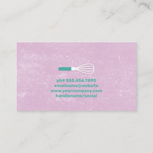 Bakgereedschap | Paarse textielachtergrond Visitekaartje (Achterkant)