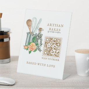 Bakgerei Bakkerij Bakker QRT Code Reclamebord Met Voetstuk