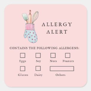 Bakgerei Bakkerij Voedselveiligheid Allergie Alert Vierkante Sticker