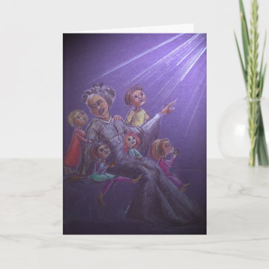 Bakhita en kinderen feestdagen kaart (Voorkant)