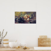 Bakhuyzen - blauwe druiven en perziken poster (Keuken)
