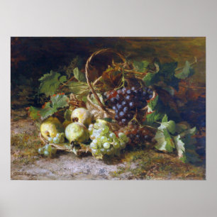 Bakhuyzen - Stilleven met fruit met druiven en per Poster