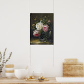 Bakhuyzen - stilstaand leven en bloemen in een kri poster (Keuken)
