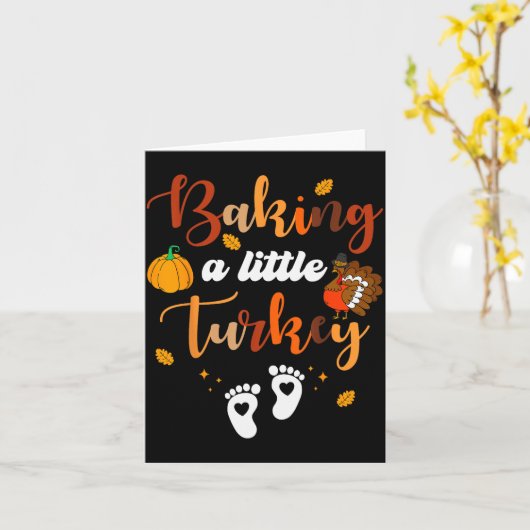 Baking A Little Turkey Thanksgiving Pregnancy Anno Kaart (Gele Bloem)