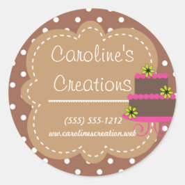 Baking and Bakery Boutique, Bruine Polka Dot Ronde Sticker