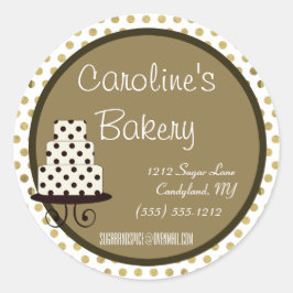 Baking and Bakery Boutique, Gold Polka Dot Ronde Sticker