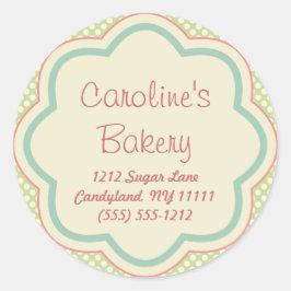 Baking and Bakery Boutique, Green Polka Dot Ronde Sticker