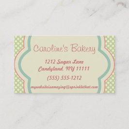 Baking and Bakery Boutique, Green Polka Dot Visitekaartje