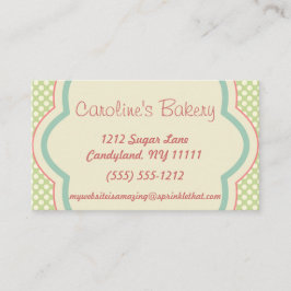 Baking and Bakery Boutique, Green Polka Dot Visitekaartje