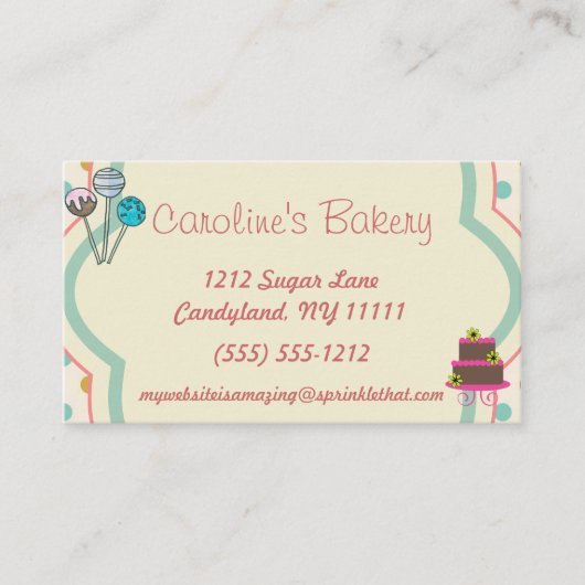 Baking and Bakery Boutique, Polka Dot Visitekaartje (Voorkant)