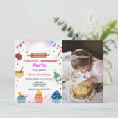 Baking bash party meisje decoreren verjaardagsfees kaart (Staand voorkant)