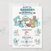 Baking Birthday Party Girly Cooking Birthday Party Kaart (Voorkant)