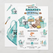 Baking Birthday Party Girly Cooking Birthday Party Kaart (Voorkant / Achterkant)