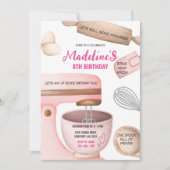 Baking Birthday Party Girly Cooking Birthday Party Kaart (Voorkant)