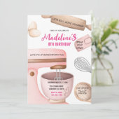 Baking Birthday Party Girly Cooking Birthday Party Kaart (Staand voorkant)