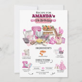 Baking Birthday Party Girly Cooking Birthday Party Kaart (Voorkant)