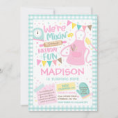 Baking Birthday Party Girly Cooking Birthday Party Kaart (Voorkant)