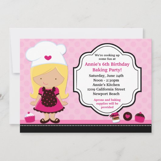 Baking Birthday Party Invitation Kaart (Voorkant)
