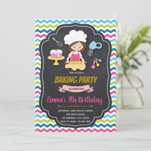 Baking Birthday Party Invitation Kaart (Staand voorkant)