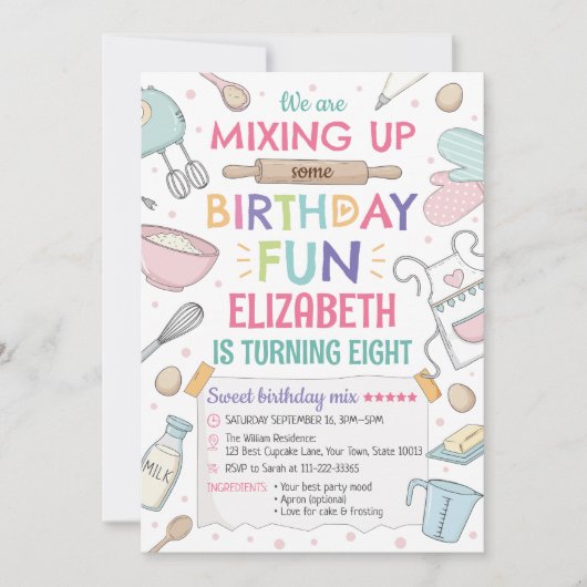 Baking Birthday Party Invitation Kaart (Voorkant)