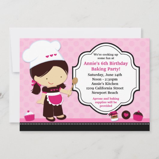 Baking Birthday Party Invitation Kaart (Voorkant)
