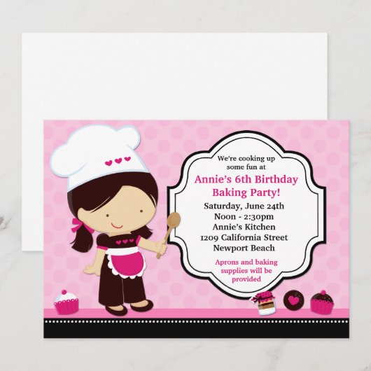 Baking Birthday Party Invitation Kaart (Voorkant / Achterkant)
