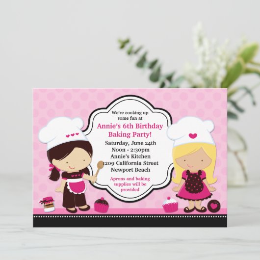 Baking Birthday Party Invitation Kaart (Staand voorkant)