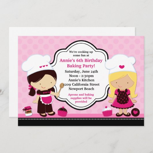 Baking Birthday Party Invitation Kaart (Voorkant / Achterkant)