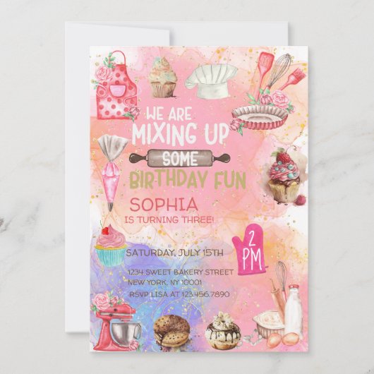 Baking Birthday Party Kaart (Voorkant)