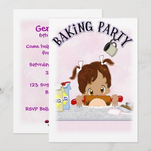 Baking Birthday Party Kaart (Voorkant / Achterkant)