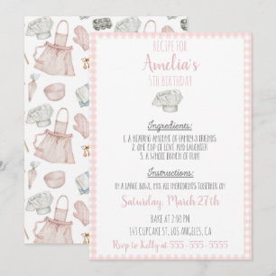 Baking Birthday Theme Invitation Girls Bday Kaart