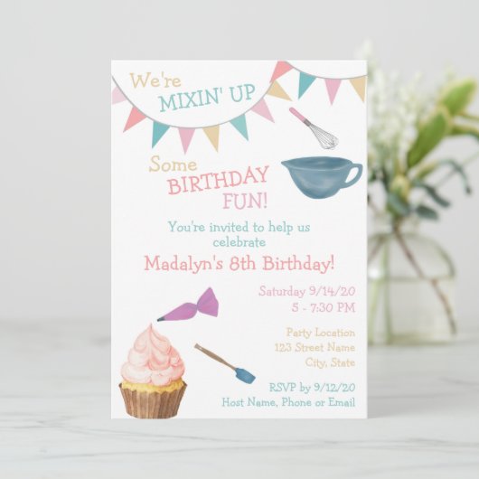 Baking Birthday Uitnodiging (Staand voorkant)