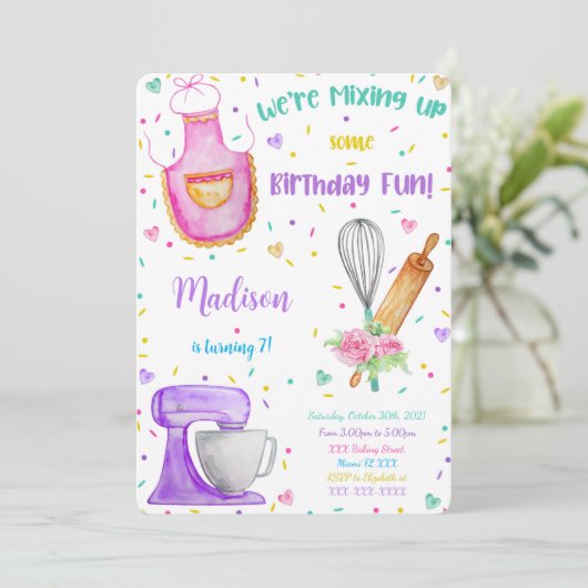 Baking Birthday Uitnodiging (Staand voorkant)