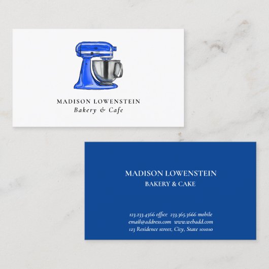Baking Blue Whisk Caterer Pastry Chef Modern  Visitekaartje (Voorkant / Achterkant)